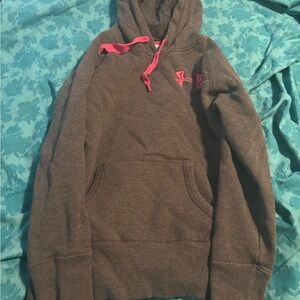 Under Armour Charcoal Hoodie with Vibrant Pink Accents